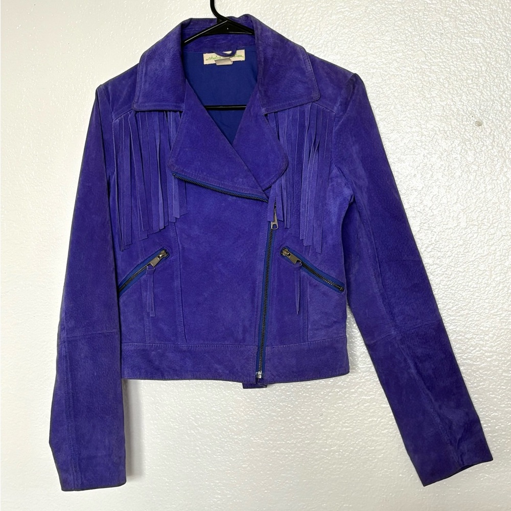 Staring at Stars Genuine Royal Purple Leather Suede Collared Jacket Size Small